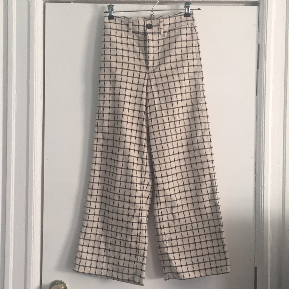Langford wide leg crop pant in windowpane
